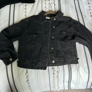Topshop cropped Moto Denim Jacket